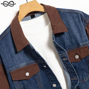Venta caliente de los hombres de un solo pecho chaqueta de mezclilla 100% algodón único diseñado empalme diario Casual prendas de vestir exteriores de moda versátil - Product Image 5