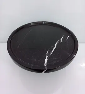 Support à gâteau en marbre noir, support à gâteau en marbre noir naturel, support à gâteau en pierre de marbre - Product Image 4