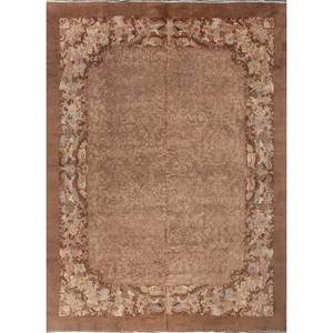 Tapis en laine noués à la main Aalam, motif floral et abstrait rouge et orange, 9x12 rectangulaire, pour entrée et salon Pae-5929 - Product Image 1