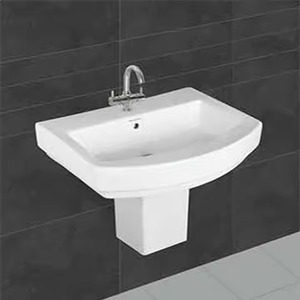 Lavabo Vistaar Capri con medio pedestal-Soporte para lavabo, Material cerámico Productos sanitarios para Baño - Product Image 1