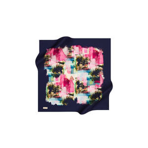 Écharpe en twill de soie Pierre Cardin 90x90 - Motif à carreaux et uni personnalisé - Carré d'hiver - Product Image 1