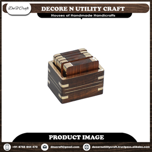 Handcrafted <b>Square</b> Novelty Design Antique Sheesham Wood Eco-Friendly Coaster Set for Home Decor <b>Kitchen</b> <b>Table</b> Mats & Pads - Product Image 5