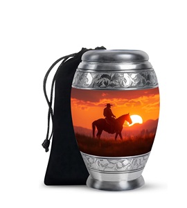 Lone Ranger Legacy Urne de crémation en métal peinte à la main Urne funéraire en métal massif pour adultes Urne funéraire artisanale pour cendres Taille personnalisée - Product Image 1