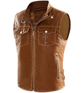 High Quality Waterproof Breathable <b>Plus</b> <b>Size</b> Genuine Leather Thick Sportswear <b>Biker</b> Motorcycle Vest KADIA Brand YKK Zipper - Product Image 1