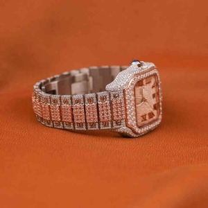Reloj de pulsera de lujo para hombre, exclusivo, en tono rosa y blanco, con diamantes cultivados en laboratorio, corte brillante, estilo hip hop, ideal para fiestas. - Product Image 4