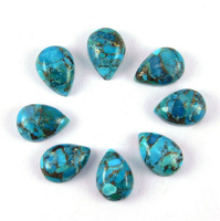 Turquoise Cuivre Bleu Naturel, Cabochon à Finition Plate Forme Poire, pour la Fabrication de Bijoux, Toutes Tailles, pour Créer des Bagues DIY, Pierre de Naissance à Changement de Couleur