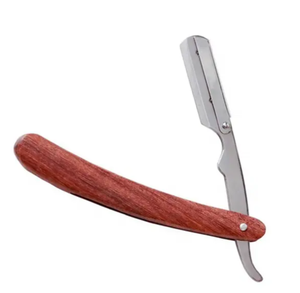 Maquinilla de afeitar recta profesional para peluquero con mango de madera, maquinilla de afeitar abierta para cortar la garganta, herramienta de afeitado para el cabello facial, maquinilla de afeitar - Product Image 3