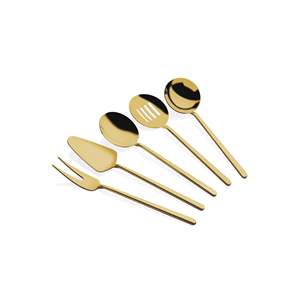 ชุดเสริฟ5ชิ้นสีทองด้านสำหรับรับประทานอาหารกูร์เมต์ - Product Image 1