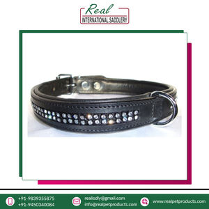 Collier de chien de luxe d'origine indienne 100% en cuir véritable motif Animal Rivet décoration durable personnalisable rembourré en vrac - Product Image 4