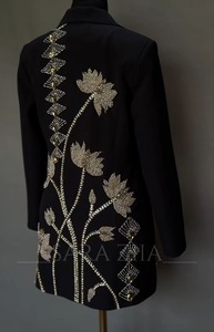 Exclusive Pretty Hand Beaded Luxury Eco-Friendly <b>Wedding</b> Work Party Wear Long Sleeve Womens Velvet <b>Jacket</b> - Product Image 2