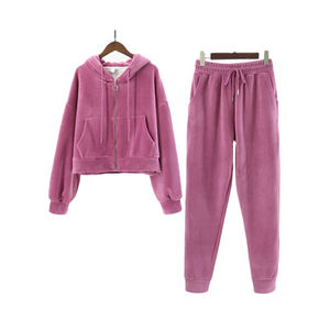 Conjunto Casual de Dos Piezas para Mujer, Invierno 2025, Sudadera con Capucha y Cremallera, Traje de Felpa Ligero, 100% Algodón Ecológico, Diseño Vintage con Botones - Product Image 1