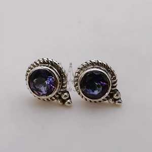 Handmade Aurora Mystic Topaz <b>Sterling</b> <b>Silver</b> <b>Stud</b> <b>Earrings</b>, November Birthstone - Product Image 6