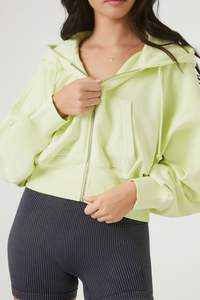 Femmes à manches longues haut court fermeture éclair à capuche en gros décontracté vêtements de rue surdimensionné sweat à capuche de gymnastique pour l'hiver pour les femmes - Product Image 4