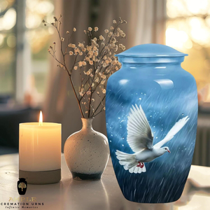 Handcrafted Aluminum Memorial <b>Urns</b> Bird design Cremation <b>Urns</b> with Meena Coating <b>Large</b> & Keepsake Sizes - Product Image 6