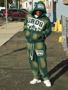 Conjunto Deportivo Personalizado con Capucha y Cremallera, Pantalones Deportivos Anchos con Lavado Ácido y Sudadera con Capucha para Hombre - Product Image 2