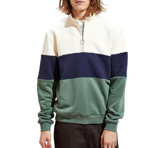 Custom Wholesale High Quality Crew Neck Color Block Patchwork Leather Sweatshirt Sweatsuit for <b>Men</b> <b>Green</b> Color - Product Image 4