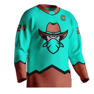 Impression numérique personnalisée 2024 Ensembles de maillots de hockey sur glace OEM 100% polyester - Product Image 5