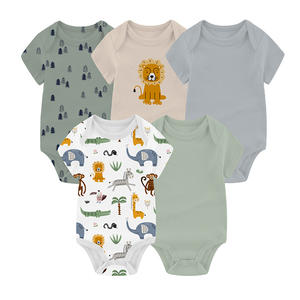 Top Wholesale Cheap Organic Cotton Sleepsuit Short Sleeve <strong>Bodysuit</strong> <strong>Baby</strong> Clothing Onesie Set - Product Image 1