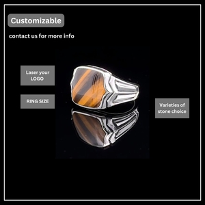 Bague Chevalier pour Homme en Argent Sterling 925 avec Pierre Naturelle Pietersite Jaune, Idéale pour Mariages, Fêtes ou Anniversaires - Product Image 5