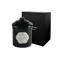 CAMET Vente en gros de bougies parfumées en céramique noire de luxe, ensemble cadeau, pot à bougie créatif en relief avec emballage personnalisé