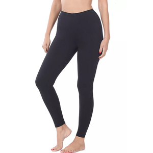 Leggings de yoga pour femmes sur mesure en gros, longueur totale, spandex/polyester, extensible dans les quatre sens, respirant, séchage rapide, noir uni, taille basse - Product Image 1