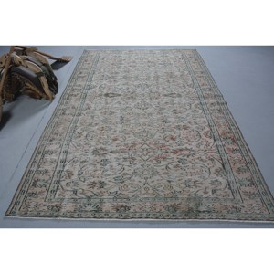 Traditionnel Beige Bleu 6X9 pieds Vintage Tapis Turc Grande Surface Patchwork Conception Latex Viscose Laine pour Couloir Rectangle Chambre - Product Image 1