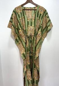 Robe d'été bohème Loungewear Maxi Dress Tiger Printed Organic Cotton Kaftan Nightwear Gown Beach Cover Sleepwear Casual Dresses - Product Image 6