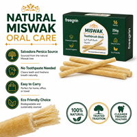 Brosse à dents Miswak, lot de 16 avec dentifrice |   Saveurs naturelles de clou de girofle et de menthe |   Coffret complet de soins bucco-dentaires sous vide pour une fraîcheur optimale