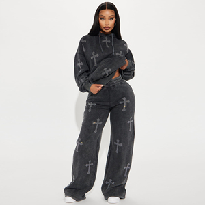 Ensemble de survêtement pour femme de qualité supérieure, sweat-shirt et pantalon de jogging en molleton doux, confortable, pour l'hiver, pour la salle de sport, la course à pied, les voyages - Product Image 4