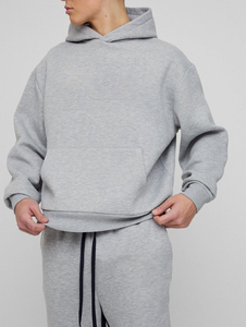 Best Pakistan Clothing Manufacturers Custom <b>Men</b> Light Gray Tracksuit Set <b>Hoodie</b> & Joggers with <b>Black</b> Side Stripes Co-Ord Outfit - Product Image 3