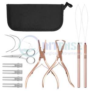 Prix bon marché Kit d'outils d'extension de cheveux pince en acier inoxydable ensemble d'outils Microlink pince ouvreur Oxford tissu sac outil de boucle de cheveux - Product Image 1