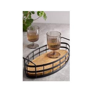 Elegante bandeja de madera con elegantes asas de metal diseñadas para interiores de granja, decoración de mesa de centro y exhibición de comedor - Product Image 1