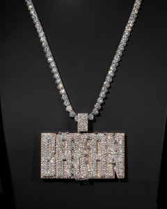 Pendentif et breloque en diamant Moissanite avec grande lettre Hip Hop personnalisée unique pour hommes et femmes - Product Image 6