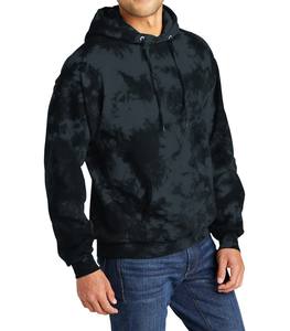 OEM Custom Wholesale Oversized Tie Dye Pullover Fleece <b>Hoodie</b> for Men hooded warm tie dye sweatshirt <b>black</b> and grey - Product Image 2