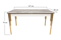Table à manger à rallonge en métal et verre trempé de haute qualité à vendre Table à manger ronde étanche effet marbre blanc jambe dorée