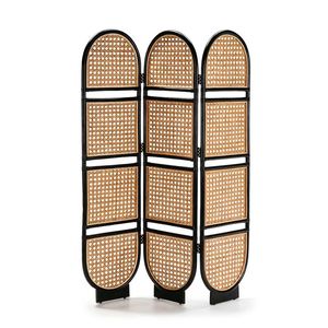 Biombo Moderno de 3 Paneles con Diseño de Ratán Tejido Natural, Elegante Separador de Ambientes para Oficina en Casa - Product Image 3