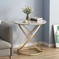 Table à manger ronde moderne convertible avec plateau en marbre, finition dorée de luxe, design extensible et pliable pour appartement et hôtel, Inde
