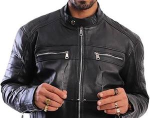 Chaqueta de Motero de Piel de Vaca para Hombre, Estilo Urbano, de Secado Rápido, Transpirable, con Logotipo OEM Personalizado, de Alta Calidad, Negra, para Invierno, Venta al Por Mayor - Product Image 4