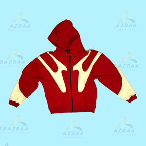 Coupe et couture lourds Nouveau sweat à capuche personnalisé 500 GSM fabricant de sweat à capuche zippé rouge et blanc - Product Image 1