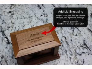 Wood Pet Urn for <b>Ashes</b> <b>Dog</b> Cat <b>Box</b> Personalized Cremation Casket Engraved Small Medium Large - Product Image 3