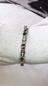Sterling 925 Silver <b>Bracelet</b> AAA Quality IGI Certified Natural Multi <b>Tourmaline</b> Gemstone Beautiful Unique Design Women's Gift - Product Image 5