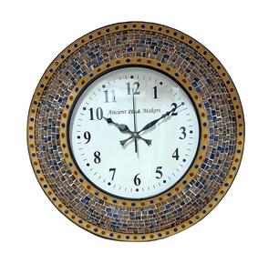 Horloge murale en mosaïque de verre artisanale, une horloge murale magnifiquement conçue avec des motifs en verre complexes - Product Image 3