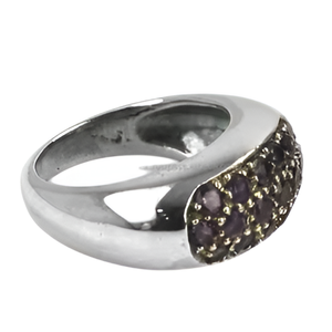 Faceted Round Shape <b>Amethyst</b> Gemstone 925 Sterling Silver Cocktail <b>Ring</b> Jewelry Fashionable Wedding Anniversary For Women. - Product Image 4