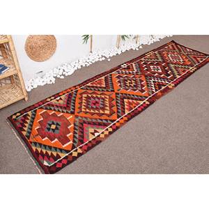 Orange Red Vintage Turkish <b>Rug</b> Large Area 2.6 X 9.7ft Bohemian Style Classic Wool Latex Patchwork for <b>Hallway</b> Room Decor - Product Image 3