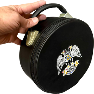 Masónico 32 grados corona tapa caso negro bordado sombrero estuche de transporte 2025 nuevo personalizado bordado corona tapa casos - Product Image 3