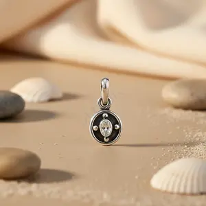 จี้เงินแท้ 925 รูปไข่ ชุบทอง 24K สไตล์ศาสนา ประดับพลอย ของขวัญเครื่องประดับ สีทอง 18K - Product Image 2