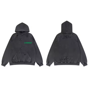 Factory Wholesale High Quality 360g Polyester/Cotton Distressed Regular Fit Pullover Hoodies <b>Drop</b> Shoulder <b>Acid</b> Washed - Product Image 6