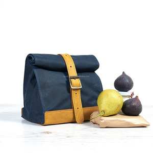 Bolsa de Almuerzo Duradera de Cuero y Lona con Cierre de Cremallera, Bolsa de Mano Ligera para Uso Diario LCLB-0004B - Product Image 5