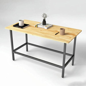 Industrial Oval Standing Conference <b>Table</b> 180x90x105cm Rubber Wood Top with Iron Legs Assembly Required HBMN39 - Product Image 1