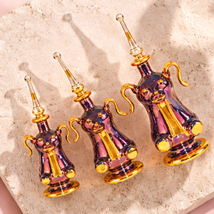 Ensemble de flacons de parfum en verre gravé à la main en forme de chien, dorés à l'or fin, d'Égypte - Contenants décoratifs de collection pour Attar par Unique Design - Product Image 6